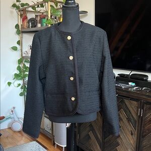 Abercrombie - Black Collarless Tweed Jacket - Size L